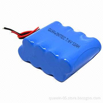 18650 7.4V 12.0Ah Li-ion Battery Pack, 2.5A